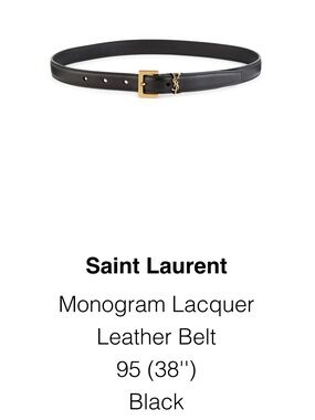 Saint Laurent Black Leather Belt with Gold YSL Buckle
